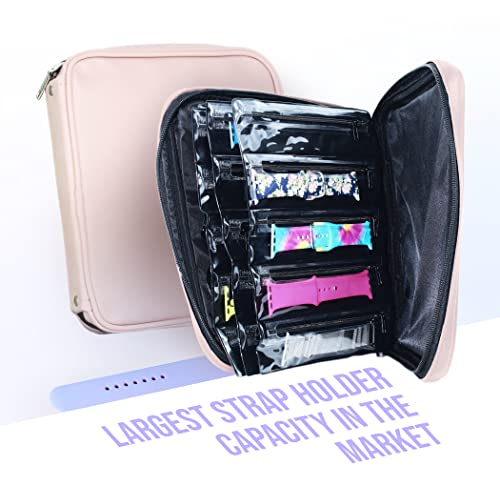 Skywin Watch Band Holder for Apple Watch Bands - An Apple Watch Band Case Organizer with a Band Capacity and Zippered Compartment Sleeves - color: Pink