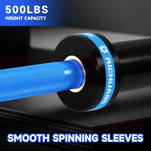 Ceramic Olympic Barbell 4/5/6FT – Short 2" Bar for Home Gym | Alloy/A3/45 steel. 400-500LB. 28mm knurled grip. Brass bushings. Squat, bench, deadlift, hip thrust. Fits standard plates. - color: Blue, size: 6FT-500LBS