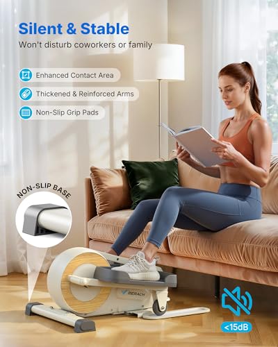 Sitting Under Desk Elliptical Machine, Leg Exerciser While Sitting for Seniors, Seated Pedal Exerciser, Quiet & Portable Pedal Exerciser with 8 Resistance Levels, Work from Home Fitness - style: Classic White Pro