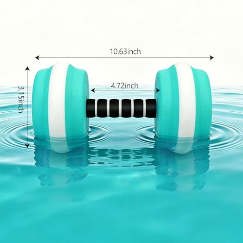 Aquatic Exercise Dumbbells, 2PCS Water Weights for Pool Exercise, Water Aerobics Equipment, High-Density EVA-Foam Pool Weights Dumbbells for Weight Loss, Pool Fitness, Water Exercise - color: Cyan