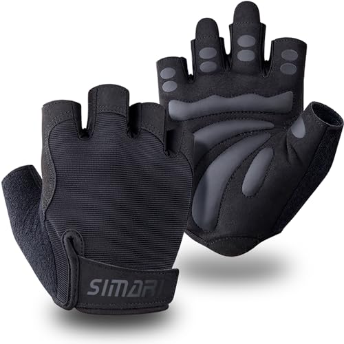 SIMARI Breathable Workout Gloves for Men and Women, Padded Weight Lifting Gloves with Great Grip, Full Palm Protection for Gym Training, Cycling, Weightlifting, Exercise, Crossfit, Climbing - color: 1a-Iron Black, size: Large