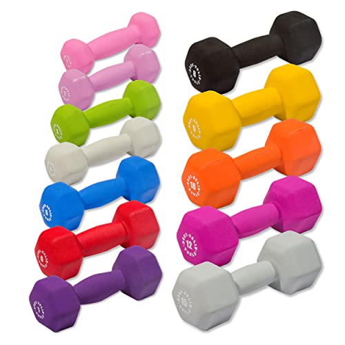 Body-Solid Tools Neoprene Dumbbell for Weight and Aerobic Strength Training, Pilates & Physical Therapy, Hand Weights for Men and Women, Commercial and Home Gym Free Weights Hex End Dumbbells - color: 2lbs.Light Purple