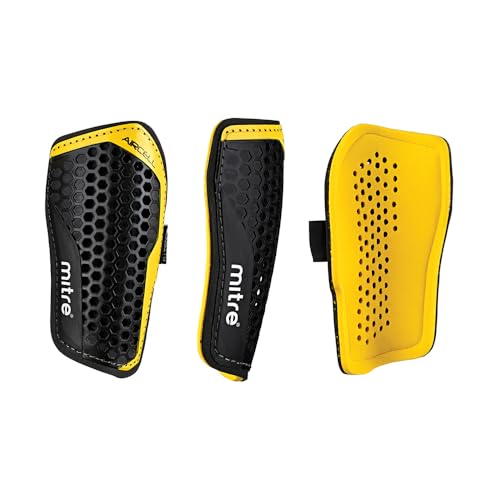 Mitre Unisex Soccer Shin Guards - color: Aircell Pro Black / Yellow, size: X-Large