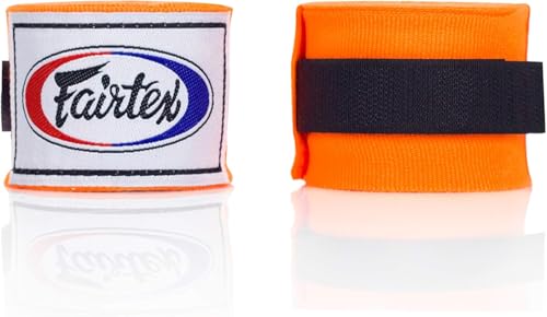 Fairtex HW2 Elastic Cotton Handwraps, 120' and 180" Full Length Hand Wraps-Many Colors - color: Orange, size: 180"