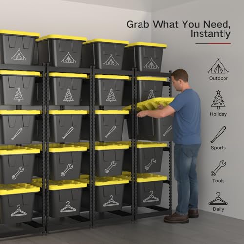 27 Gallon Tote Storage Rack, Heavy-Duty Storage Bin Rack Organizer, 5-Tier Standing Storage Bin Shelves, 250 lb Capacity, Maximize Space for Garage, Warehouse, Utility, 2-Pack (Totes Not Included) - size: 2 Pack