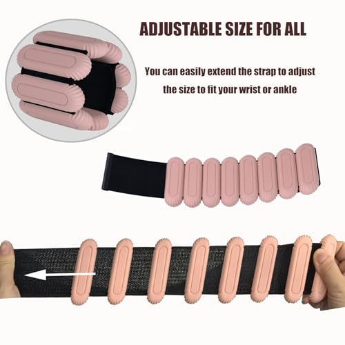 Wrist & Ankle Weights Set for Women (2pcs, 0.5kg Total), Adjustable Silicone Wearable Arm Leg Weighted Bangles, Portable Fitness Weights for Walking, Yoga, Pilates, Dance, Barre & Gym Exercise