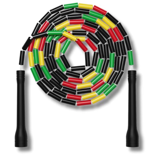 Pro-Grade Beaded Jump Rope for Beginners - color: Rasta