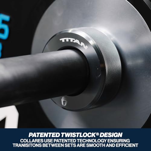 Titan Fitness TwistLock Pro Aluminum Barbell Grey Collar Set, 59.5mm-51.5mm Sleeve Diameter, Quick Release Olympic Barbell Clamps, Pair of Magnetic Aluminum Weight Clips with Easy-Grip Knurling - color: Space Grey
