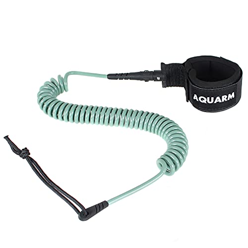 Premium Coiled Surfboard Leash, 11 feet SUP Leash Leg Rope, Stand Up Paddle Board Leash for All Types of Surfboards - color: Green