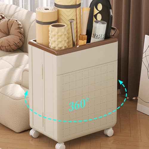 Yoga Mat Storage Basket | Multipurpose Foldable Organizer Rack | Portable Storage Rack with Wheels & Handle, Workout Equipment for Home Gym