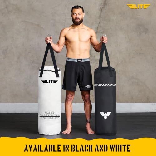 Elite Sports Boxing Bag 4 FT – Heavy Duty Canvas Punching Bag with Straps for Boxing, Training, MMA, Muay Thai, Kickboxing, Martial Arts & Fitness – UNFILLED Heavy Bag - color: Raw Color