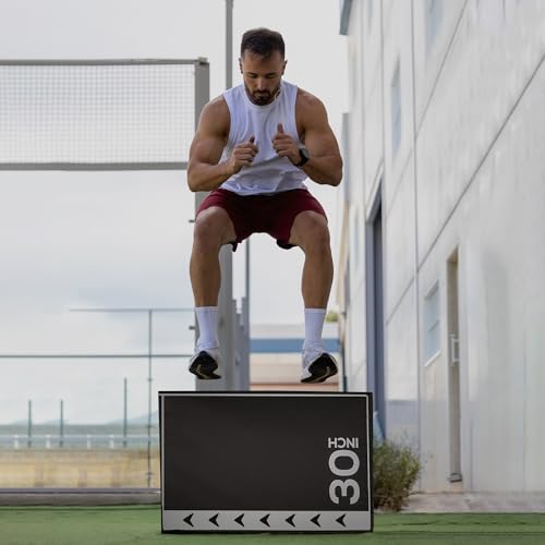BalanceFrom 3-in-1 Foam Plyometric Jump Box for Home Gym with Multiple Height Options – Versatile Plyo with Non-Slip Surface for Strength, HIIT, Step-Ups, and Agility Training - color: Black & White, style: 20 x 24 x 30 inch (60lbs)