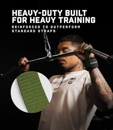 Gymreapers Weight Lifting Straps With Dowel - Wrist Straps for Weightlifting - Workout Deadlift Wrist Weights - Reinforced Stitching & Padded Fit Gym Accessories for Strength & Gym Hand Grip - color: Green