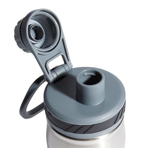 adidas Stainless Steel Metal Water Bottle 20 oz (600 mL) Screw Cap - color: Stainless Steel/Onix Grey/Black