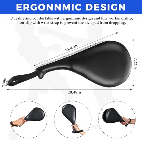 Poen 3 Pcs Taekwondo Kick Pads Muay Thai MMA Karate Sparring Gear Martial Arts Kickboxing Training Pads Punching Striking Target Equipment PU Leather Paddles Strike Curved Kick Shield - color: Black