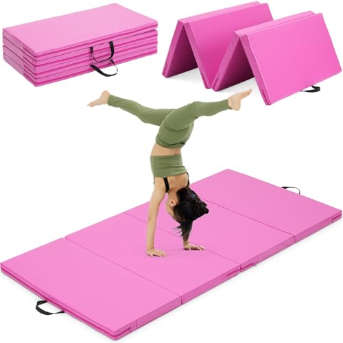 Gymnastics Mat, 3FTx6FT / 4FTx8FT 2" Thick Folding Kids' Gymnastic Tumbling Mat for Home Gym Exercise & Play - color: 3x6FT-Pink