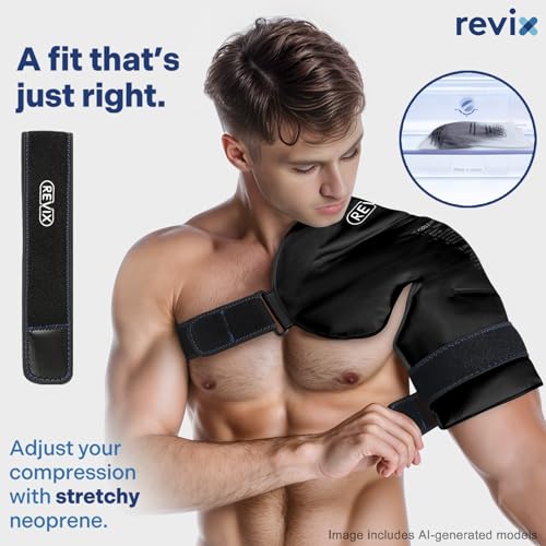 REVIX XL Shoulder Ice Pack Rotator Cuff Cold Therapy, Reusable Gel Ice Pack Shoulder Wraps for Discomfort and Recovery, Promoting Flexibility and Mobility, Long-Lasting Compression, Black - size: XL, style: Black