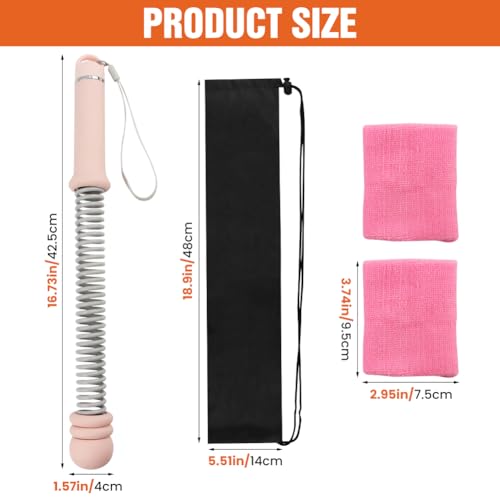 Weighted Cordless Training Ropes, Portable Workout Ropes for Home Gym, HIIT, Strength, Cardio Training with Wrist Wraps & Carry Bag for Men & Women - color: Pink