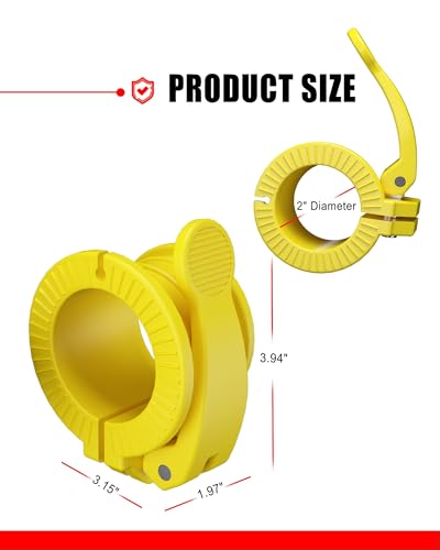 Olympic Barbell Clamps 2 inch Adjustable Barbell Clips Quick Release Pair of Locking Weight Clips for Bars - color: Yellow