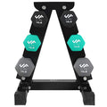 JFIT Dumbbell Pairs or Sets – Neoprene & Vinyl Coated Hand Weights for Home Gym, Strength Training, Aerobics, Cardio Exercise and Fitness - size: 74 lbs (Set), style: Dumbbell Set with Rack