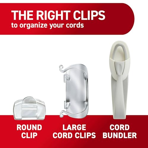 Command Round Cord Clips, Damage-Free Hanging Cable Clips, No Tools Wall Clips for Hanging Electrical Cables of Christmas Decorations, 13 Clear Cord Clips and 16 Command Strips - size: 13 Clips, 16 Strips