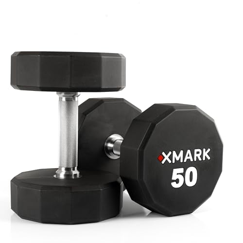 XMARK Dumbbell Weights Sets, 5-50lb and 5-75lb Dumbbell Sets, No Odor, Urethane Dumbbells, Commercial Gym and Home Gym Equipment - color: 08) 5-75lb 12-Sided & Classic Rack