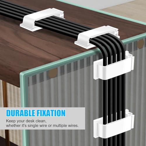 XHF 50 PCS Self Adhesive Cable Clips(L) White,Wire Clips Cable Management Wire Organizer Cord Holder for Under Desk, Car, Wall, TV PC Ethernet Cable - color: White, size: L-50 PCS
