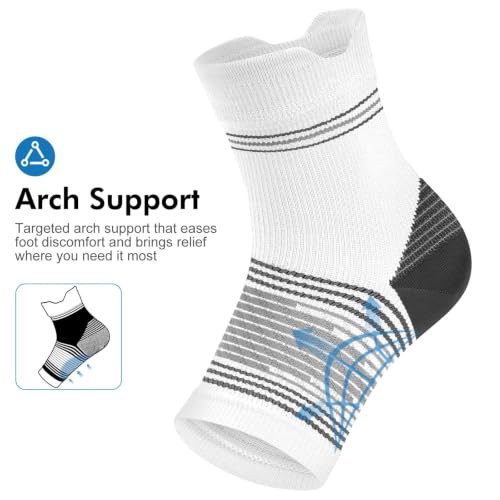 6 Pairs Compression Socks Men & Women Ankle Brace Plantar Fasciitis Socks | Ankle Compression Sleeve with Arch Support for Plantar Fasciitis Relief, Achilles Tendonitis Relief, Heel Pain & Swelling - color: White(6 Pairs), size: Small (6 Pair)