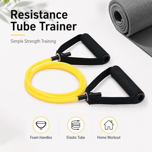 10-Pack Bulk Resistance Bands with Handles, Same Resistance Level, for Resistance Training, Physical Therapy, Home Workouts, Fitness & Pilates - color: Yellow 5-10LBS