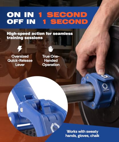 Lock-Jaw Barbell Collars Sport Olympic Barbell Clamps 2 Pcs – Heavy Duty Bar Clamps for 2” & 50mm Olympic Bars – Secure Weight Bar Clamps for Strength Training & Home Gym Accessories – Blue