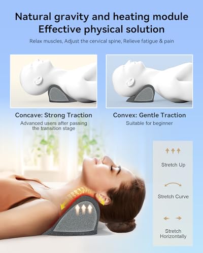 Heated Neck Stretcher Neck and Shoulder Cervical Traction Device Neck Pillow Grey Medium