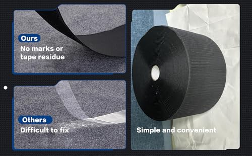 42 ft Gymnastics Mat Hook for Carpet Bonded Foam, 4" Wide Hook Mat Fastener for Tumbling, Fastener Nylon Hook Mats for Cheerlead Gym Floor, Black