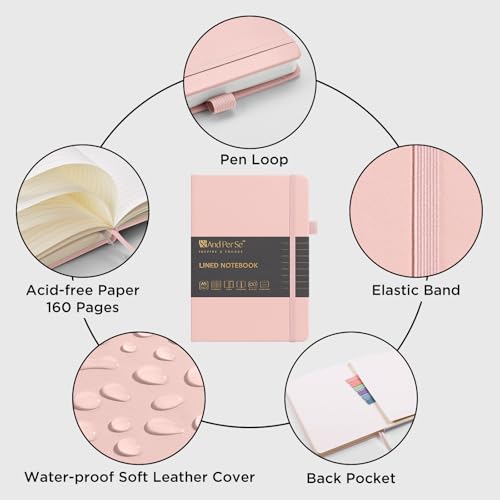 &And Per Se Lined Notebooks 3-Pack Gift Set, A5 Hardcover Journals, 160 Pages 100gsm Thick Paper, 3 Assorted Colors (Cyan, Pink & Purple) - color: Cyan,Pink&Purple, style: 3 Pack-Lined