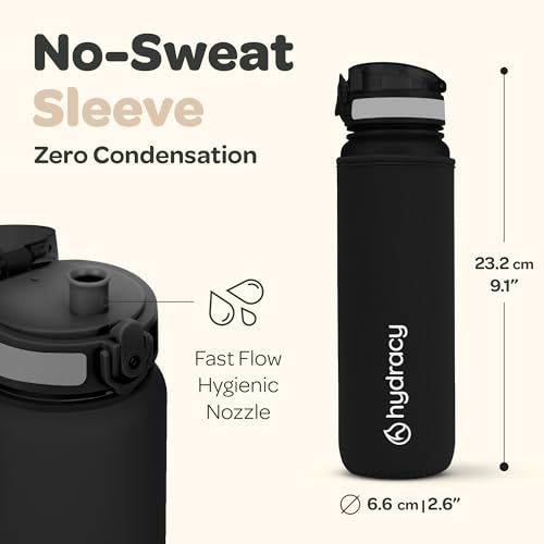 Hydracy Motivational Water Bottle with Time Marker & Fruit Infuser 17 oz | BPA-Free Tritan, Leakproof Flip-Top Lid,No-Sweat Sleeve,Carry Strap,Daily Intake Tracking for Gym,Sports,Outdoors - color: Space Grey, size: 17 Ounces