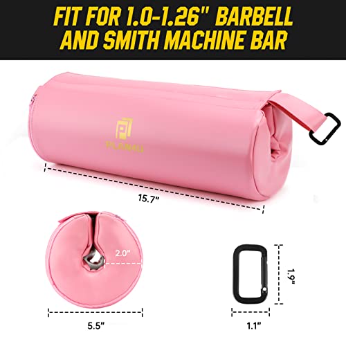 Plan4U Barbell Pad for Bench Press Hip Thrust Weightlifting | Black/Pink, 2 inches Non-Slip Thickness Leather, Squat Foam Pad, Standard Olympic Bars, Powerlifting Bench Workout