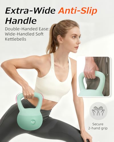 Soft Kettlebell, Safe Strength Training Kettle bell, Cushioned Impact-Resistant Base and Anti-Slip Grip Weight, Kettlebells Set for Home Workouts and Men/Women/Beginners,With Non-slip Gloves - color: Green