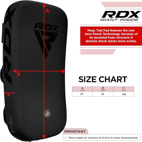 RDX Muay Thai Pad for Training, Curved Kickboxing Kicking Strike Shield, Coaching Kick Boxing, MMA, Martial Arts, Karate, Taekwondo, Punching, Foot, Knee and Elbow Target - color: Full Black