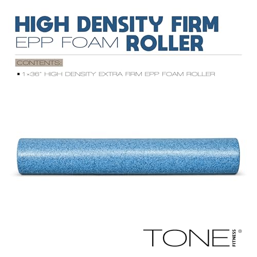 Tone Fitness High Density EPP Foam Exercise Foam Roller for Yoga, Pilates, Stretching, Massage, and Recovery | Multiple Sizes and Colors - color: Blue, size: 36 Inch