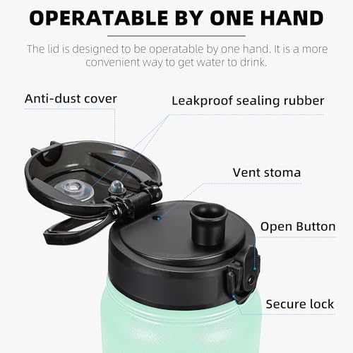 Fanhaw 20 oz Insulated Stainless Steel Water Bottle with Anti-Dust Chug Lid, Leakproof Vacuum Metal Everyday Use Bottle for Kids, Teens & Adults, Back to School Essentials (Green Pink) - color: Green Pink, style: 20 Ounces