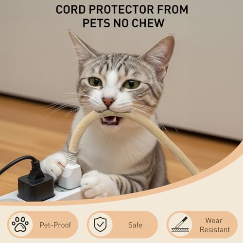 AGPTEK Cable Sleeve, 10ft - 1.5 inch Cable Management, Desk Cord Cover Organizer Wire Hider for Home Office Computer TV Wire Loom Tubing, Pet Proof Cord Protector from Cat Dog Chewing, Wood Color - color: Wood Color, size: 1.5"-10ft