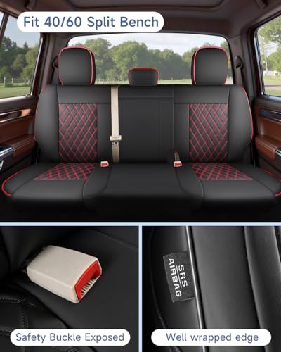 Umbrauto for Ram Custom Seat Covers, Nappa Leather Truck Seatcovers Compatible with Ram 2009-2025 1500 Crew Quad Cab & 2500 3500 Mega Cab - size: Full Set(Flat Front+Flat Rear)