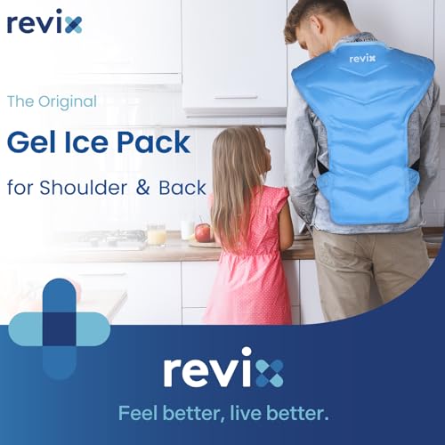 REVIX Large Ice Pack for Shoulder and Back with Straps, Reusable Full Back Ice Pack Wrap Cold Compression Therapy for Discomfort and Fatigue Relief, Post-Workout Recovery - color: Blue