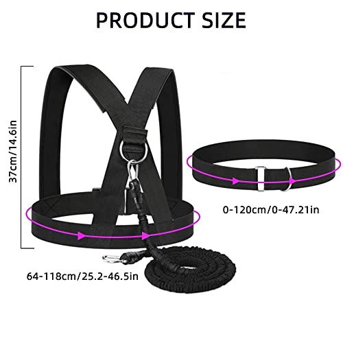 Resistance Explosive Training Rope Force Improve Power, Agility, Strength Track and Field Football Basketball Volleyball Multi-Directional Physical Equipment - color: black rope, size: 13.1FT