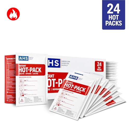 American Hospital Supply Instant Hot Pack 6" x 9", Single-Use Fast Heat Therapy for Pain Relief, Portable Hot Compress - Case of 24 - size: Case of 24