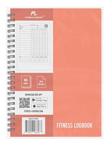 Fitness Logbook (Peach) - A5 Undated Workout Journal For Men & Women - Plastic Cover & Thick Paper - Planner Log Book To Track Weight Loss, Muscle Gain, Gym Exercise, Bodybuilding Progress - style: Peach Plastic