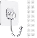 Adhesive Wall Hook, Set Heavy-Duty Thickened self-Adhesive Hook，16Pcs，44lb max Loading，Transparent, Waterproof, Bathroom, Outdoor, Kitchen, Doors, Practical Tools. - size: 2.8″*2.8″ 44lb max