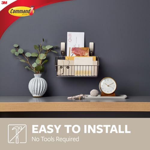 Command Medium Brushed Nickel Wall Hook, 2 Coat Hooks and 4 Strips, Damage-Free Hanging with Adhesive, No Tools Great for Hanging Back to School Dorm Organizers, Holds up to 3 lb - color: Brushed Nickel