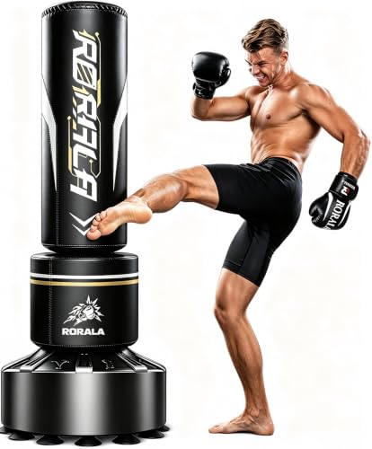 RORALA Punching Bag with Stand 70"-203lbs, Freestanding Heavy Boxing Bag Including 12OZ Boxing Gloves for Adult Youth Gift Selection Upgraded - color: Bag with Protectors