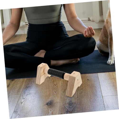 Wooden Push up Handles Parallettes Bars Set 30cm Beech Wood Non-slip Base Calisthenics Gym Equipment for Men Women Home Strength Training and Handstand Practice
