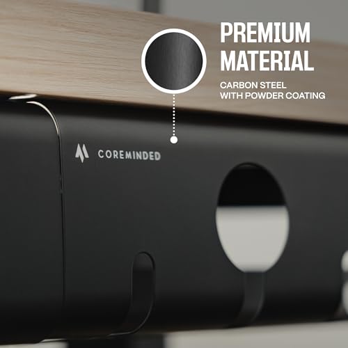 COREMINDED No-Drill Under Desk Cable Management Tray, 2-Pack, Medium | Wire & Cord Organizer for Standing Desk or Table, Power Strip Holder, Hides Cables, Home Office Cord Hider, Carbon Steel - size: Medium